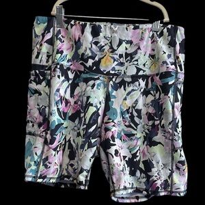 RBX Women's Floral Athletic Workout Bike Shorts size 1X